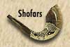 Shofars, shofar bags and stands